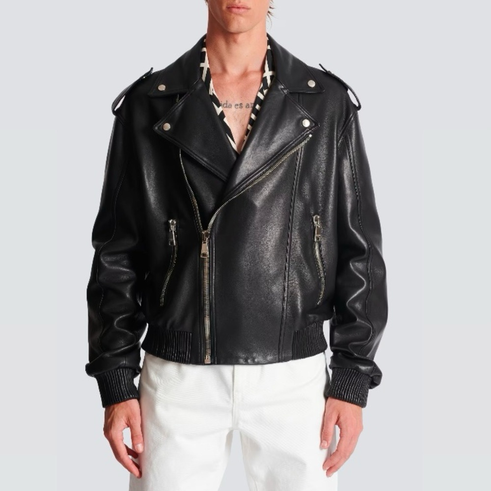 Authentic Balmain Paris 100% genuine lamb leather moto biker jacket. 🖤